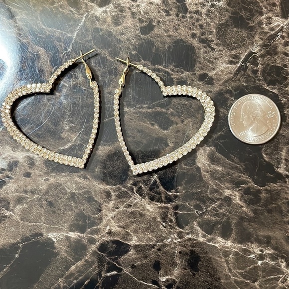 NanaMacs Rhinestone Heart Statement Earrings - Picture 14 of 15